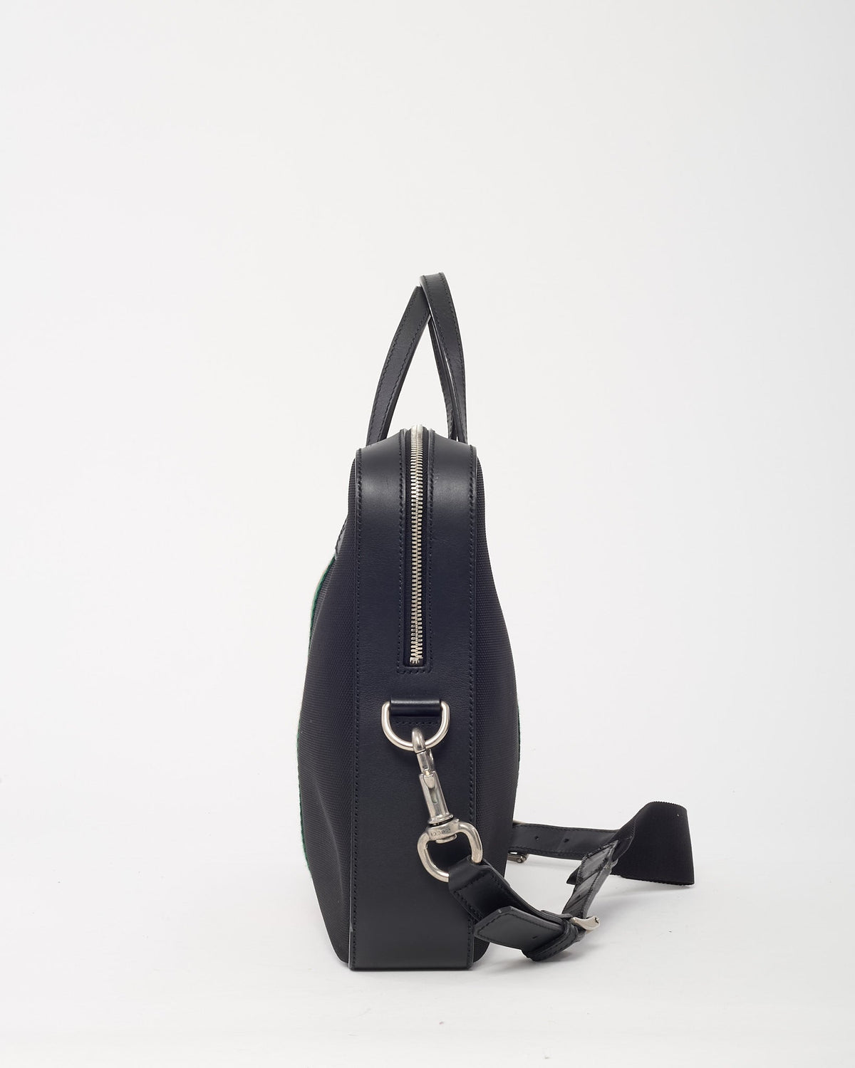 Gucci Black Techno Canvas Web Top Handle Briefcase with Strap