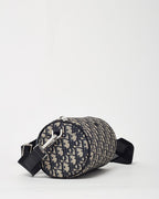 Dior Navy Blue Monogram Oblique Canvas Roller Messenger Crossbody Bag