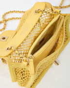 Chanel Coco Beach Yellow Mesh Macrame Small Flap Bag GHW