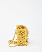 Chanel Coco Beach Yellow Mesh Macrame Small Flap Bag GHW