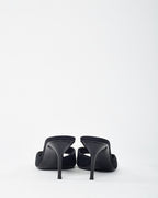 Gucci Black GG Monogram Canvas Open-Toe Gold Horsebit Mule Sandals - 40.5