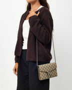 Gucci Beige & Ebony Monogram GG Supreme Canvas Dionysus WOC Crossbody Bag