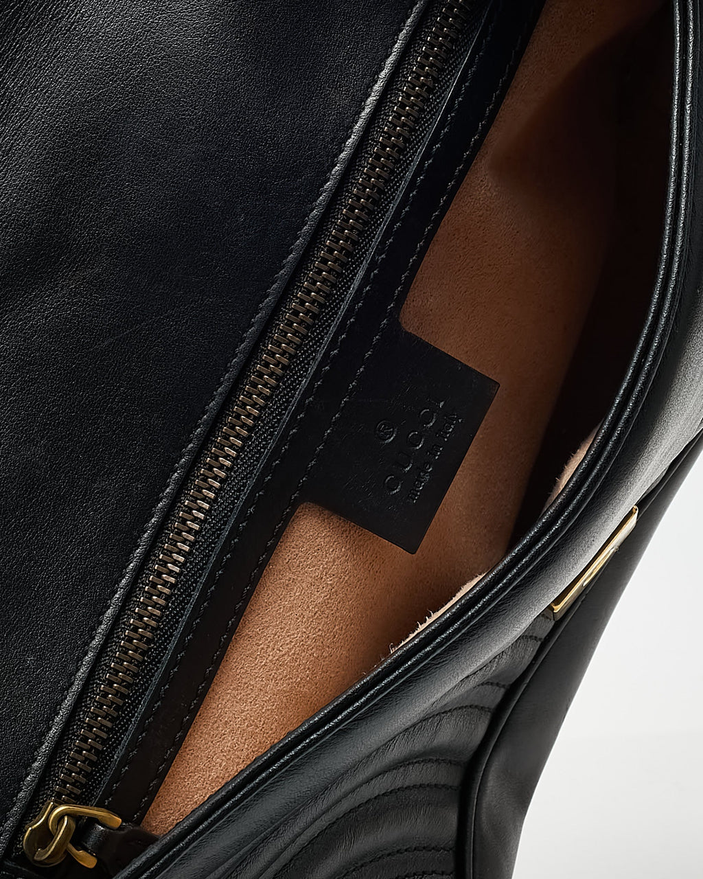 Gucci Black Leather Matelassé Small GG Marmont Shoulder Bag