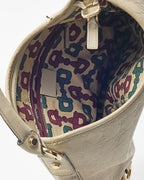 Gucci Light Grey GG Monogram Guccissima Embossed Leather Abbey D-Ring Shoulder Bag