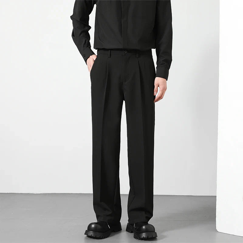 Men's Loose Fit Pants - Classic Straight Leg Drape Trousers for Men