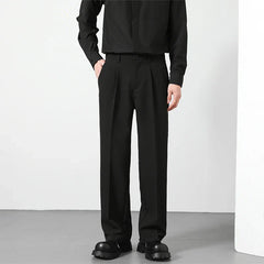 Men's Loose Fit Pants - Classic Straight Leg Drape Trousers for Men