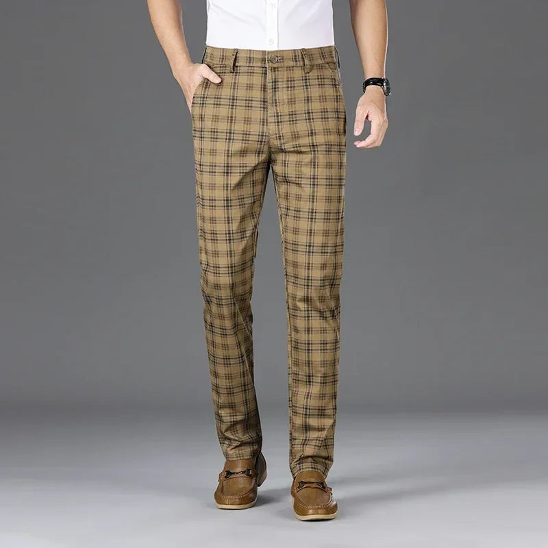 Men's Classic Checkered Straight Casual Pants