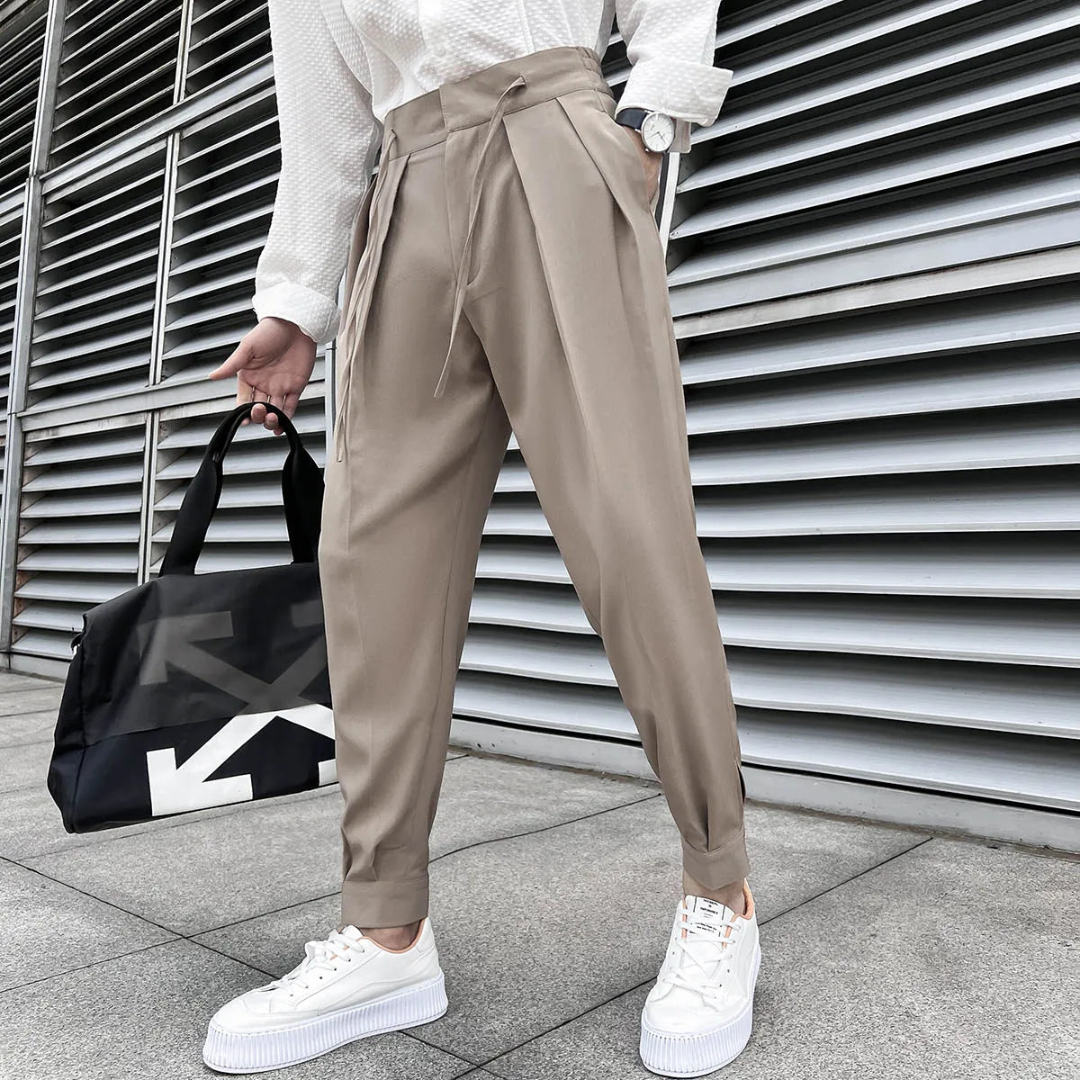 Men's Loose Fit Drape Pants with Elastic Waistband - Various Colors