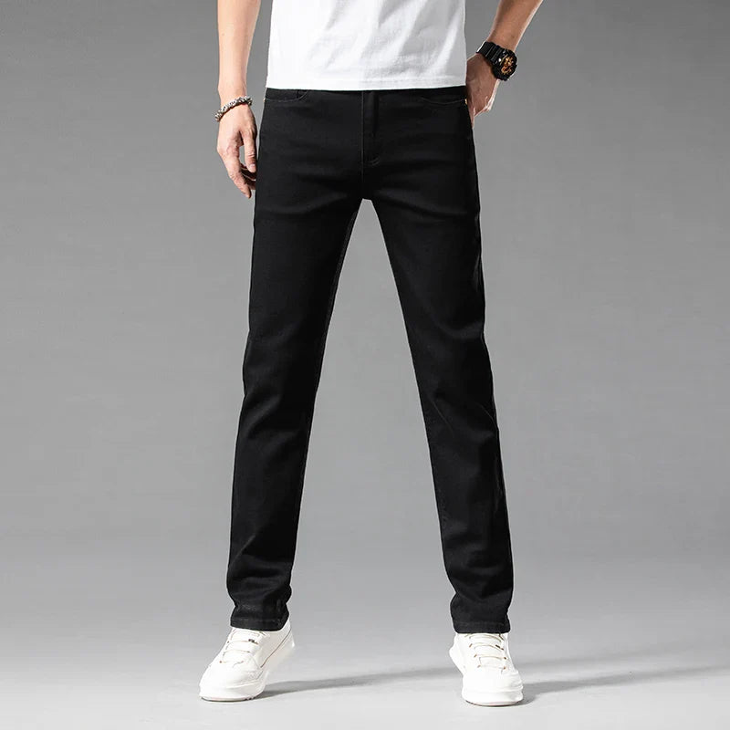 Men's Classic Stretch Straight Trousers - 98% Cotton Comfort Fit