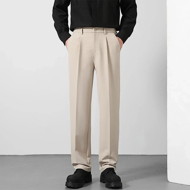 Men's Loose Fit Pants - Classic Straight Leg Drape Trousers for Men