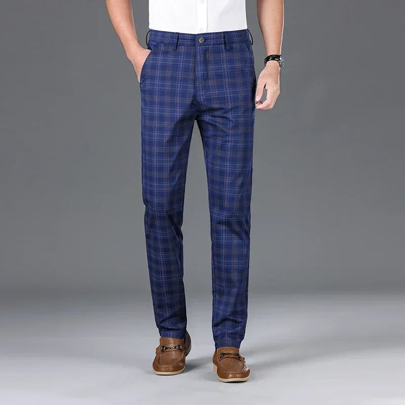 Men's Classic Checkered Straight Casual Pants