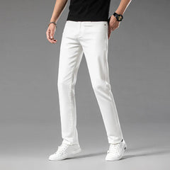 Men's Classic Stretch Straight Trousers - 98% Cotton Comfort Fit