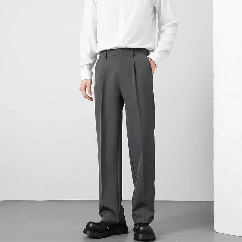 Men's Loose Fit Pants - Classic Straight Leg Drape Trousers for Men