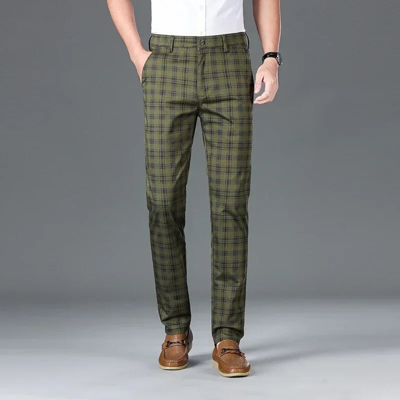 Men's Classic Checkered Straight Casual Pants