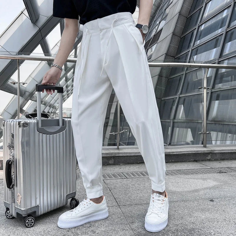 Men's Loose Fit Drape Pants with Elastic Waistband - Various Colors