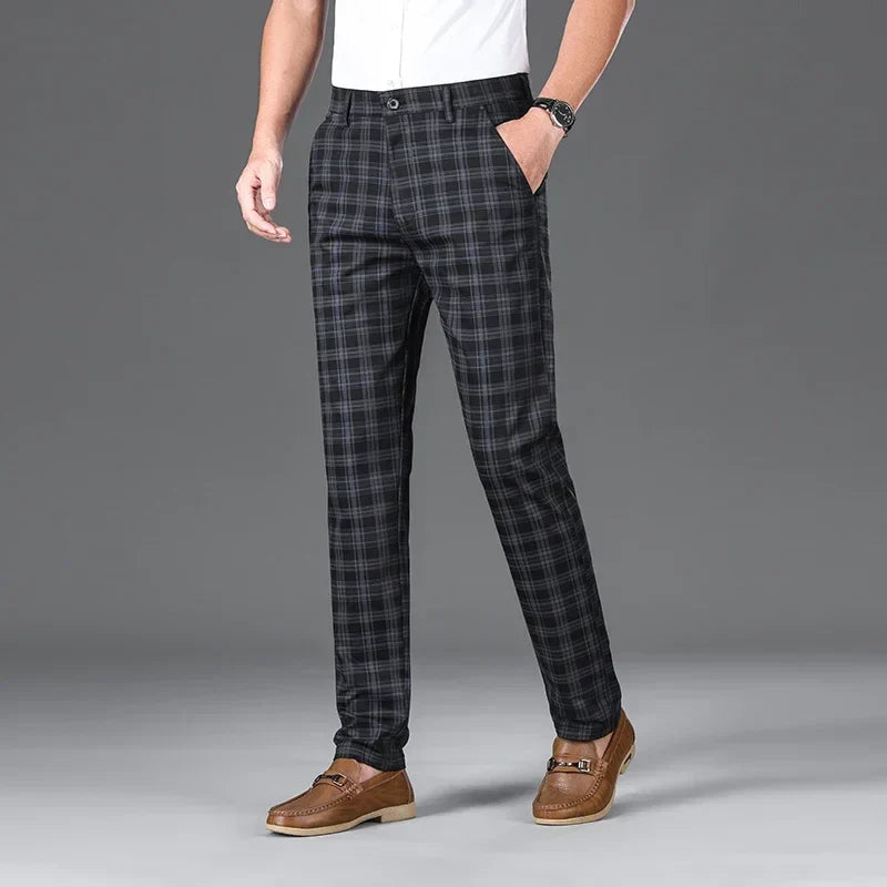 Men's Classic Checkered Straight Casual Pants