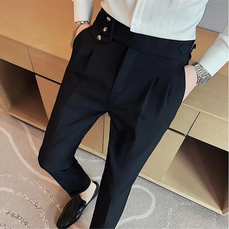 High-Quality Slim Fit Casual High-Waist Button Pants for Men