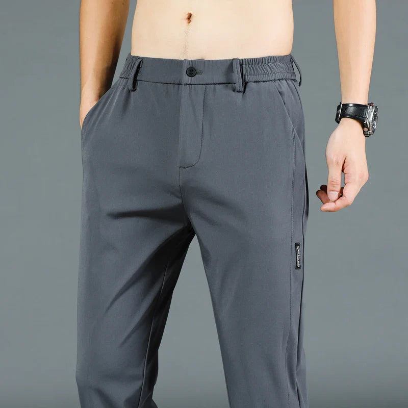 Slim Fit Stretch Men's Casual Pants with Elastic Waistband - Various Colors