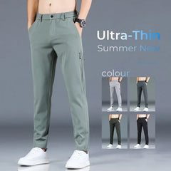 Slim Fit Stretch Men's Casual Pants with Elastic Waistband - Various Colors