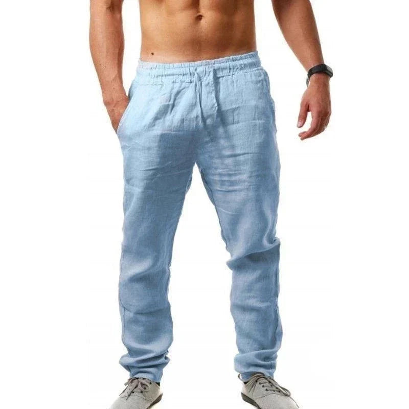 Men's Breathable Cotton Linen Trousers - Various Colors