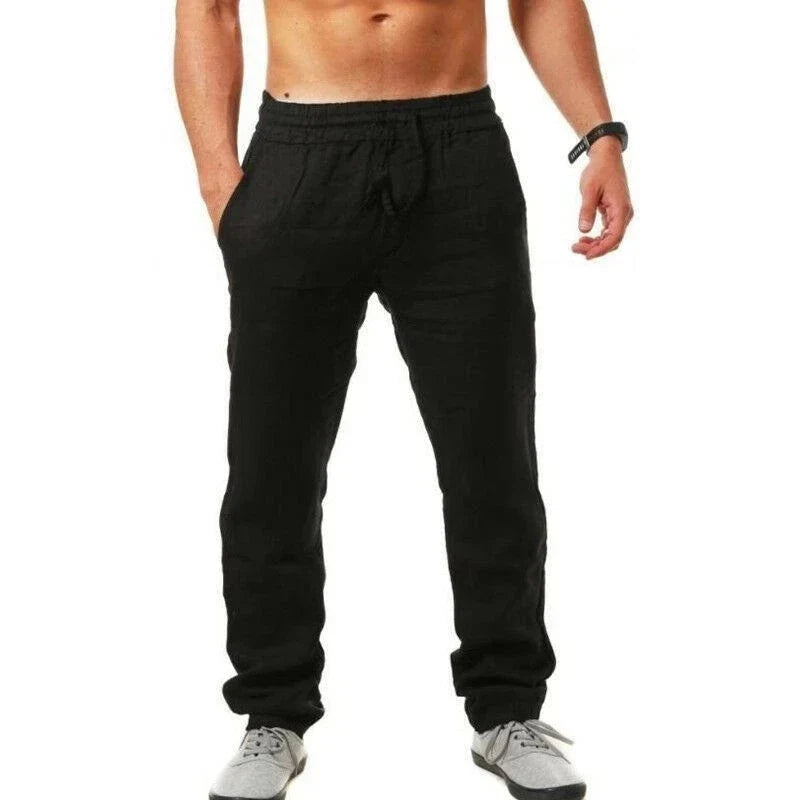 Men's Breathable Cotton Linen Trousers - Various Colors