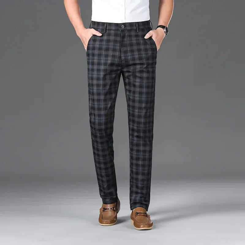 Men's Classic Checkered Straight Casual Pants