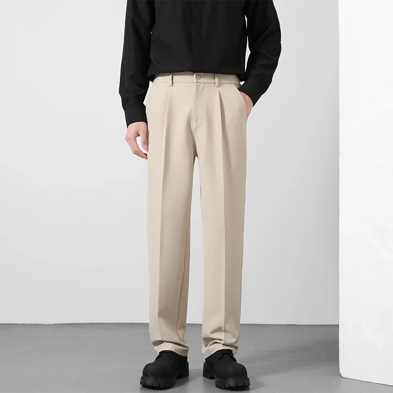 Men's Loose Fit Pants - Classic Straight Leg Drape Trousers for Men