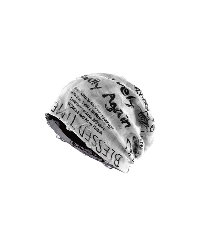 Graffiti Print Slouch Beanie Main Image