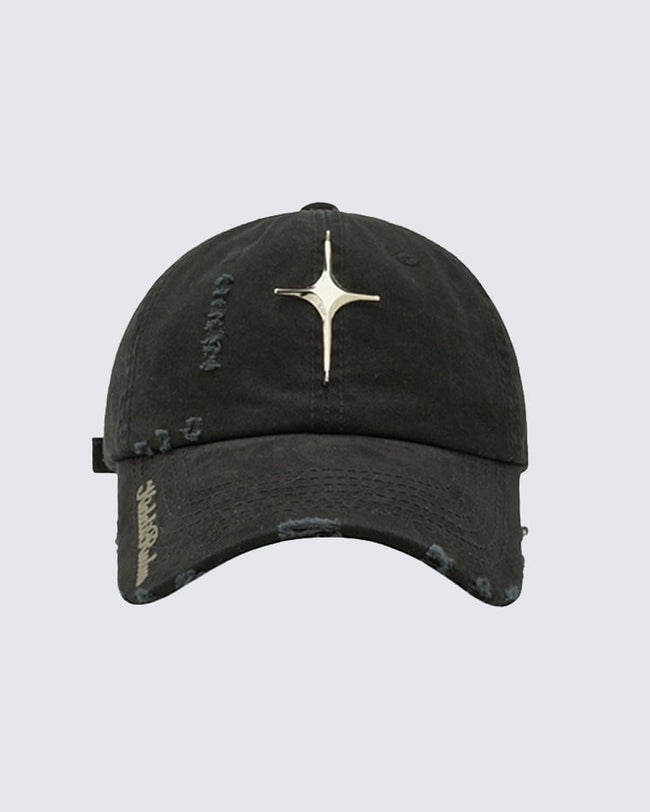 Distressed Baseball Cap With Cross Hover Image