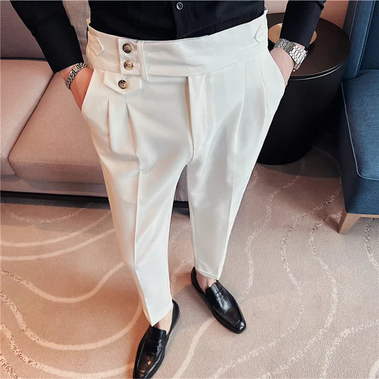 High-Quality Slim Fit Casual High-Waist Button Pants for Men
