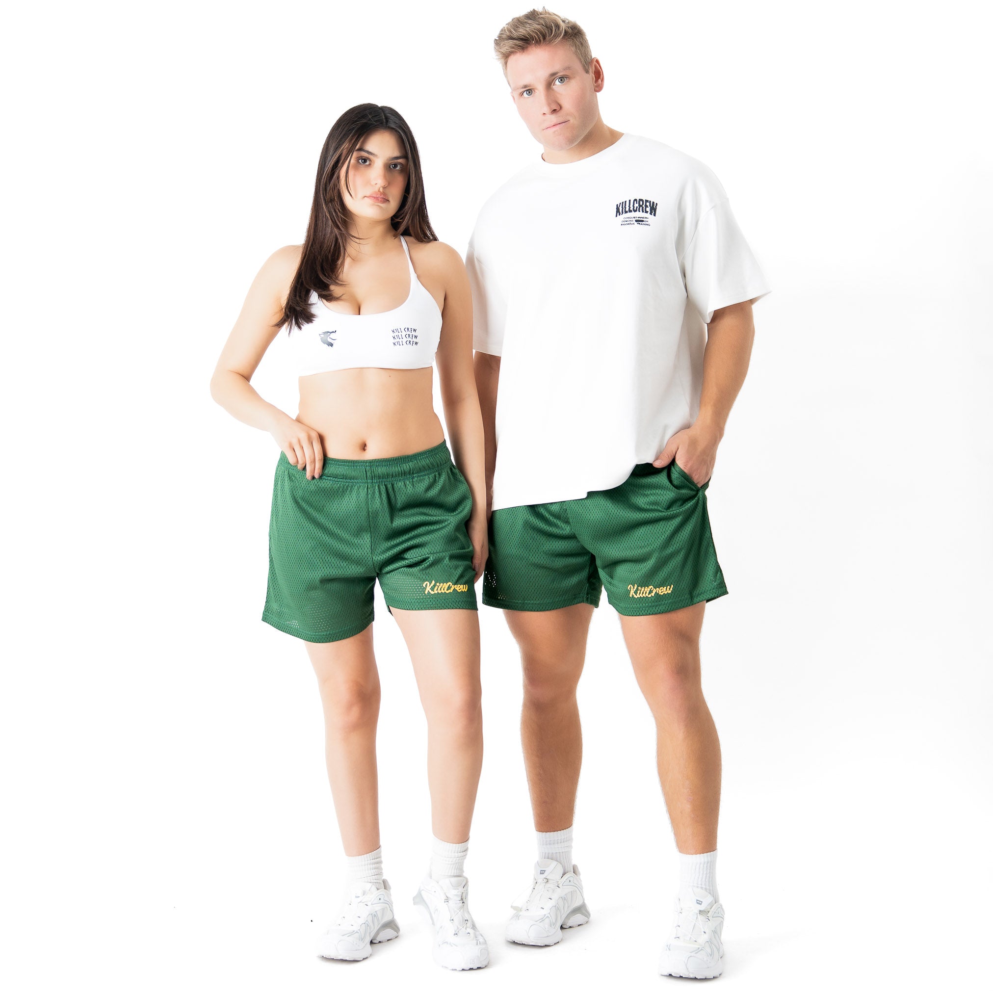 VENTED MESH SHORTS SCRIPT - GREEN / GOLD
