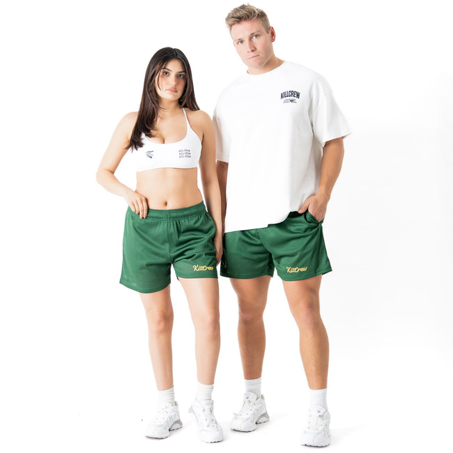 VENTED MESH SHORTS SCRIPT - GREEN / GOLD Main Image