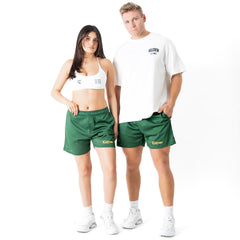 VENTED MESH SHORTS SCRIPT - GREEN / GOLD