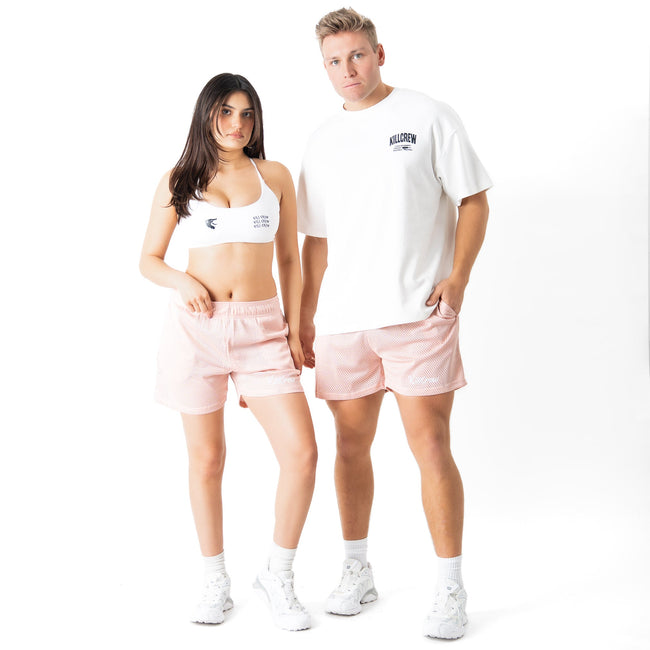 VENTED MESH SHORTS SCRIPT - ROSE / WHITE Main Image
