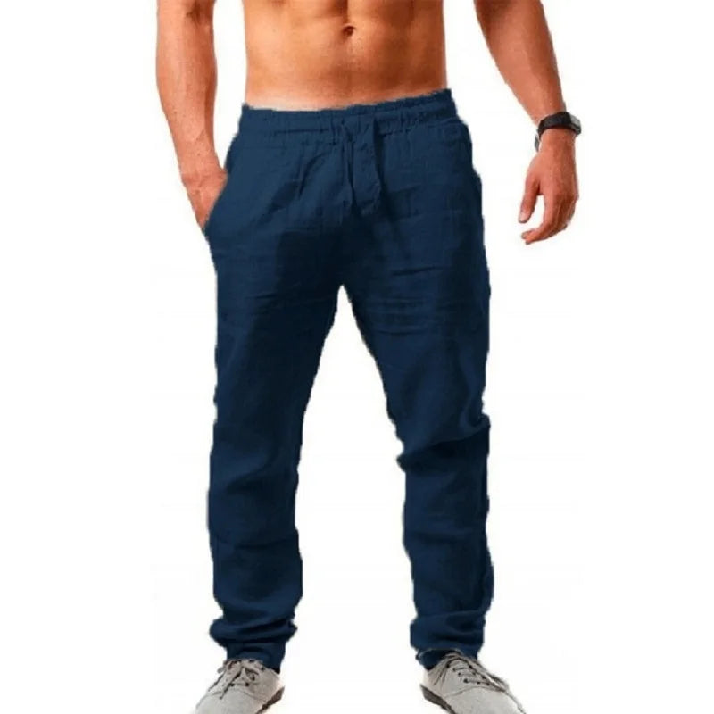 Men's Breathable Cotton Linen Trousers - Various Colors