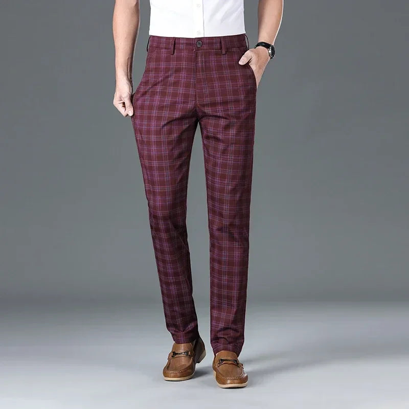 Men's Classic Checkered Straight Casual Pants