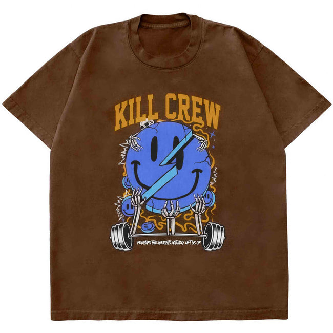 OVERSIZED "WEIGHTS LIFT US UP" T-SHIRT - BROWN Hover Image