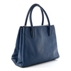 Goatskin Madras Top Handle Double Zip Tote Blue