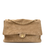 Suede Calfskin Souplissimo Maxi Flap Dark Beige