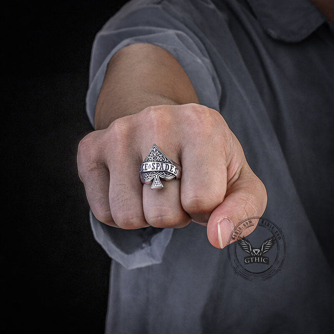 Ace Of Spades Stainless Steel Ring Main Image