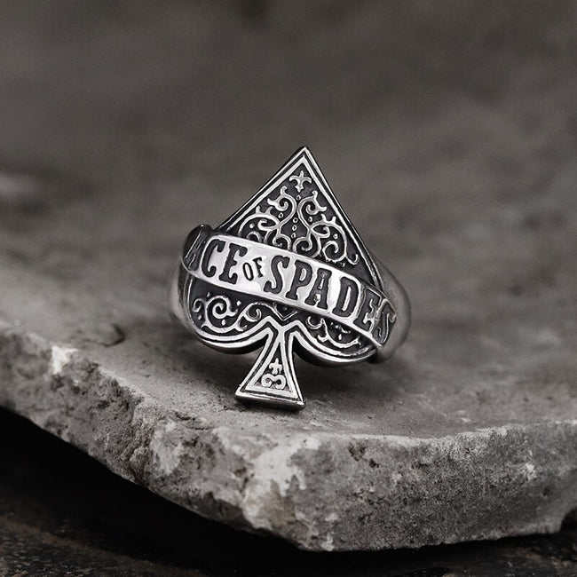 Ace Of Spades Stainless Steel Ring Hover Image