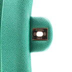 Metallic Caviar Quilted Medium Double Flap Green