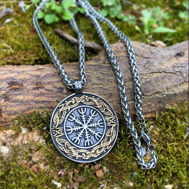 Aegishjalmr Dragon Stainless Steel Viking Pendant Hover Image