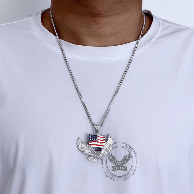 American Flag Eagle Stainless Steel Pendant Main Image