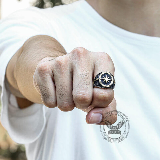 Anchor Compass Stainless Steel Marine Ring Main Image
