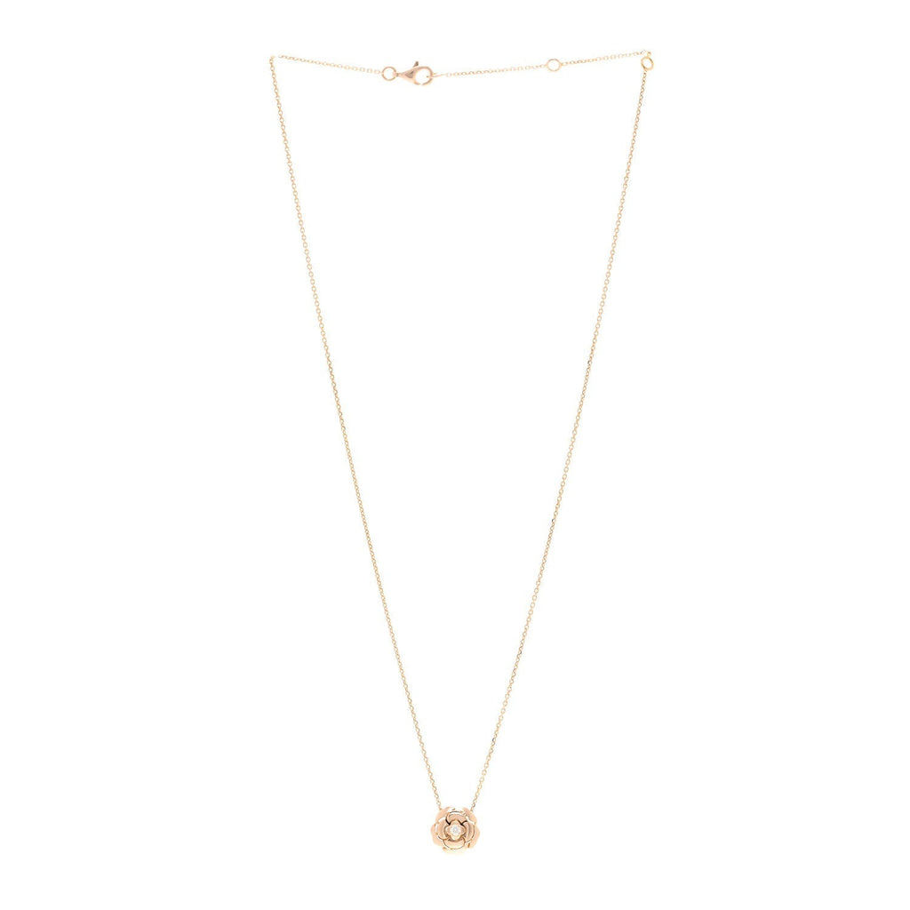 18K Rose Gold Diamond Extrait de Camélia Pendant Necklace