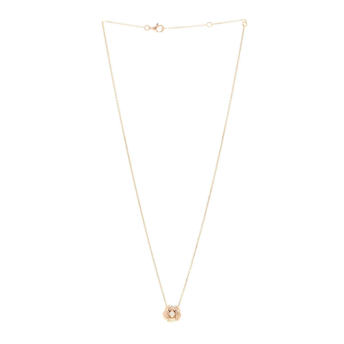 18K Rose Gold Diamond Extrait de Camélia Pendant Necklace