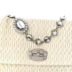 Nappa Matelasse Crystal Flap Clutch White