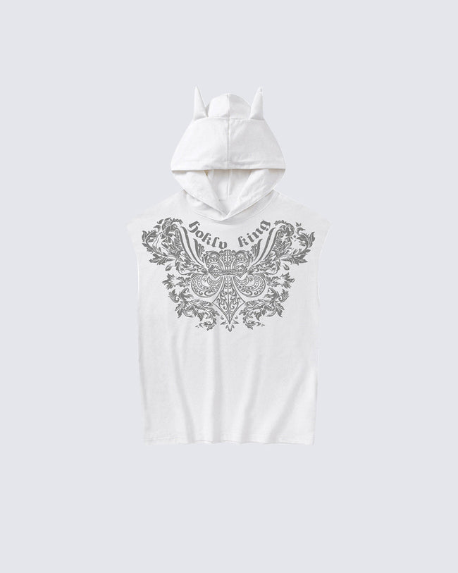 Gothic Hooded Sleeveless Denim Top Main Image