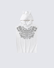 Gothic Hooded Sleeveless Denim Top